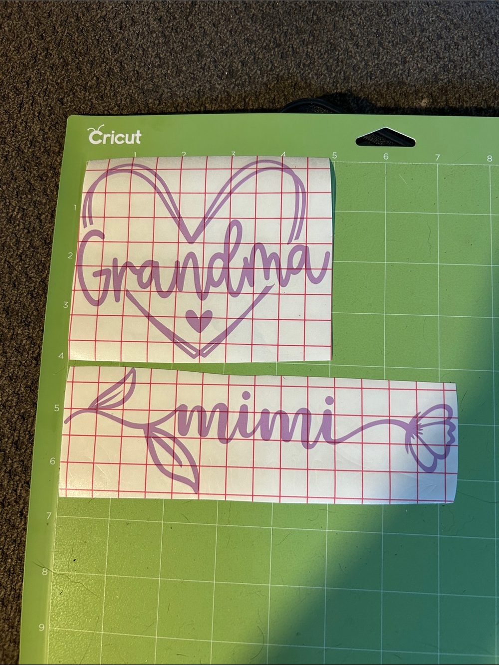 Cricut Purple Grandma and Mimi Script Vinyl Decals